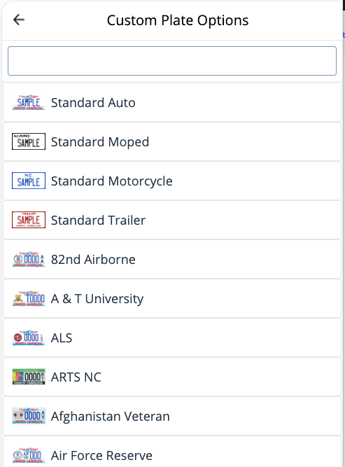 Custom plate clearance lookup